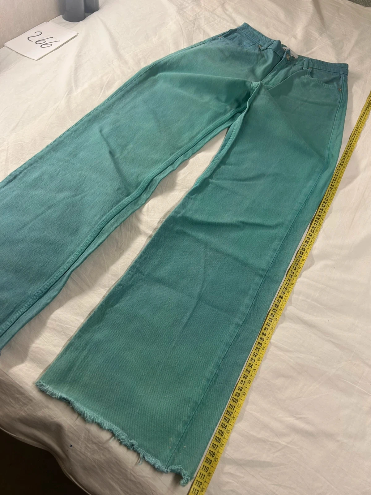 Zara blue green flared wide leg jeans size 38 vintage – photo 4
